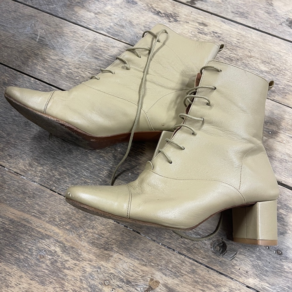By far lace up booties in taupe
